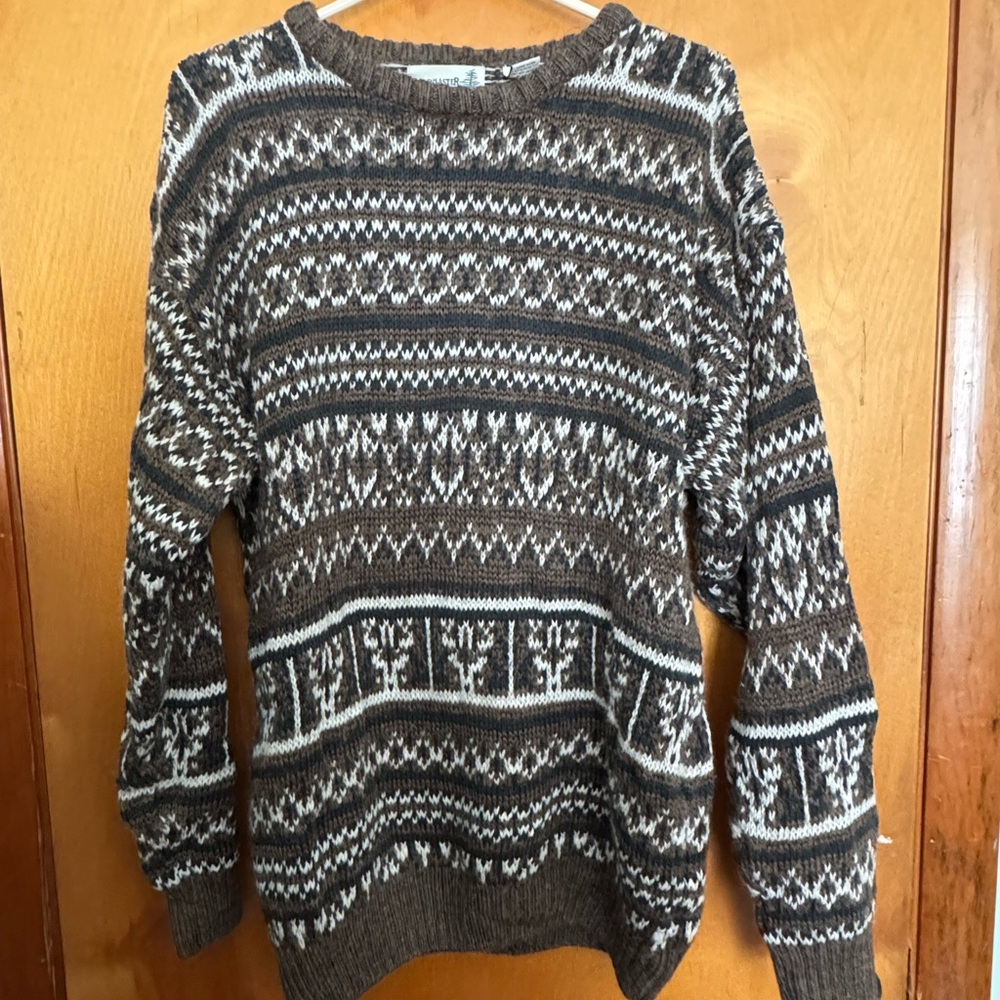 Brown and Cream Patterned Sweater
